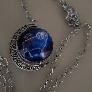 Aries Double-Sided Swivel Pendant Necklace – 21” Adjustable Silver Chain